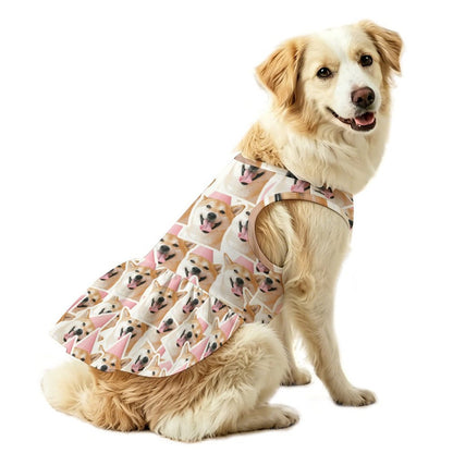 Pet Dress Dog, Repeating Pattern  Santa Claus-Red-White-Circle-Blue-Print-Merry Christmas-Repeat-Tile