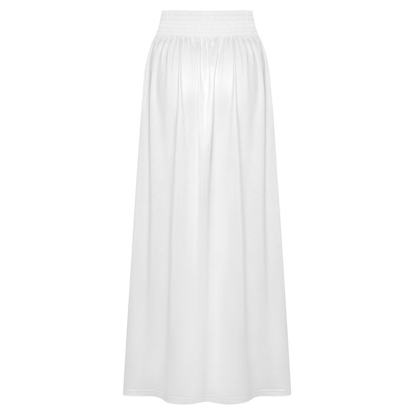 Women’s High Waist Elastic Milk Silk Skirt with Gathered Waist and Custom Heat Transfer Print