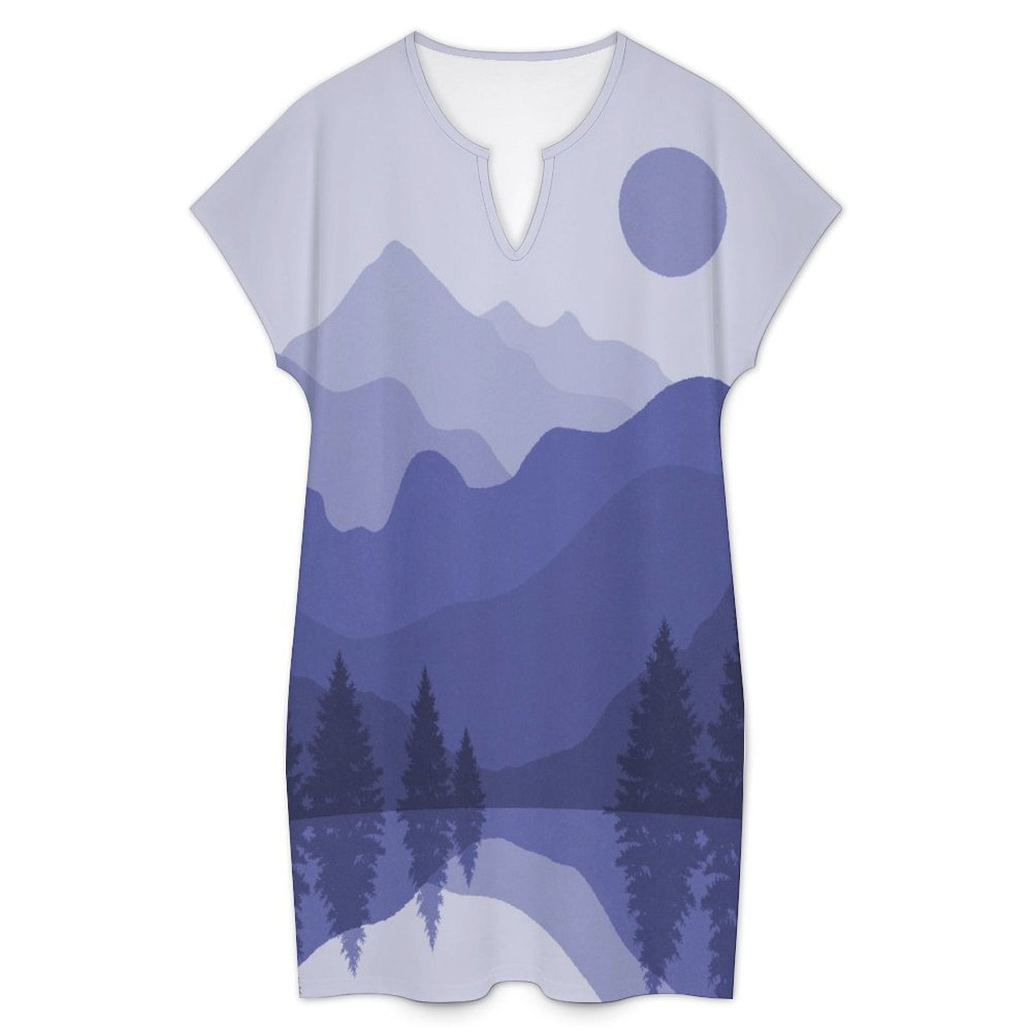 Women's Casual V-Neck Dress Nature View Paintings