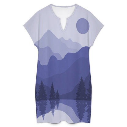 Women's Casual V-Neck Dress Nature View Paintings
