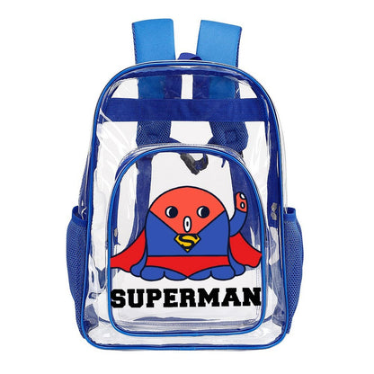 Custom Clear PVC Backpack with Mesh Pocket — UV-Printed Personalized Transparent Bag