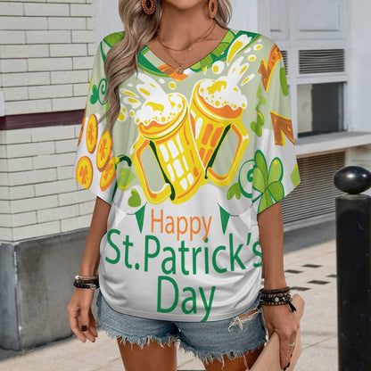 Custom V-Neck Ruched T-Shirt | Personalized Milk Silk Side Shirred Top