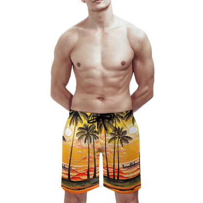 Custom Printed Men's Swim Trunks with Mesh Liner