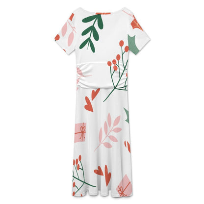 Custom V-Neck Dress with Photo | Personalized Milk Silk Fabric Dress