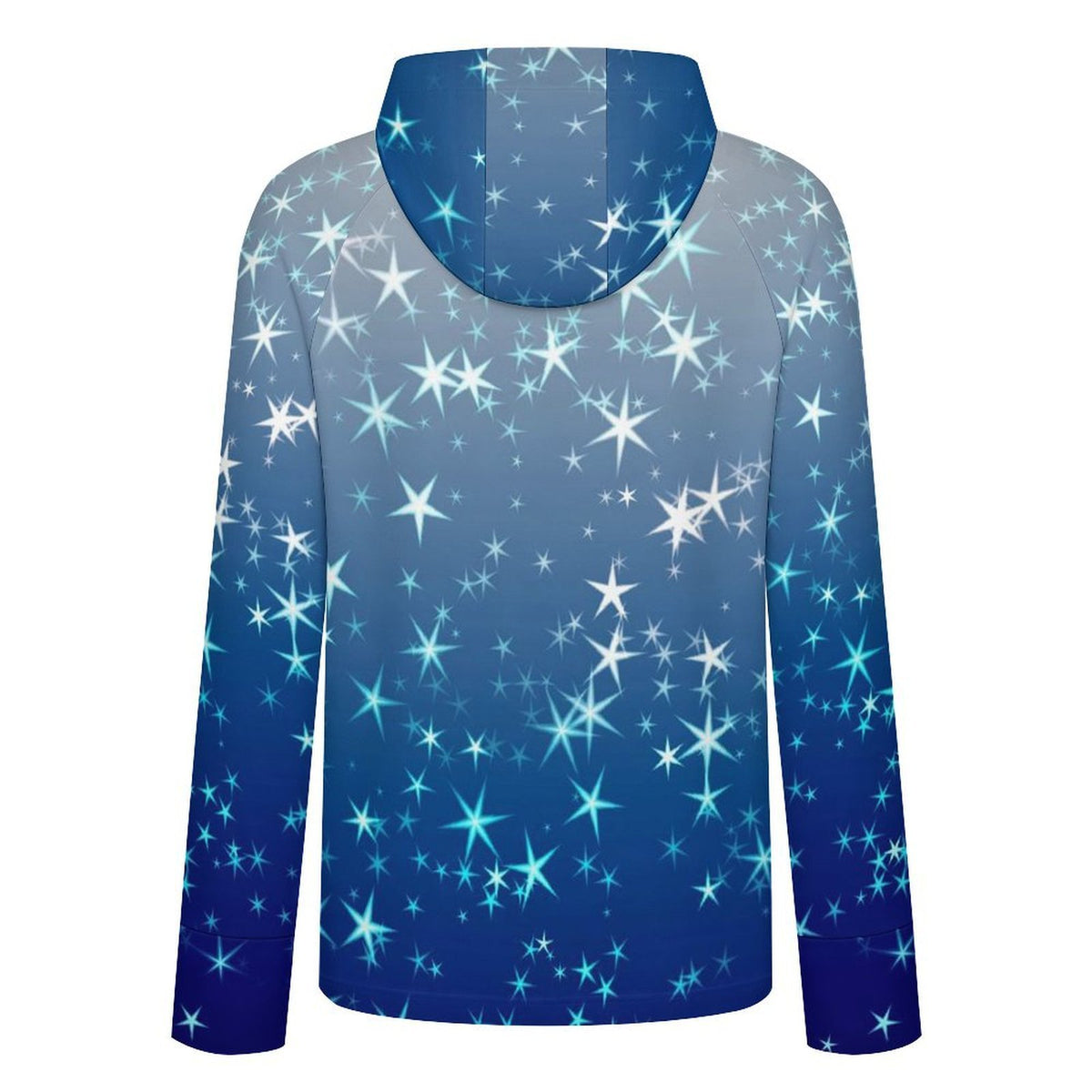 Sunscreen Hooded Long Sleeved Jacket Stars, Blue, Gradients