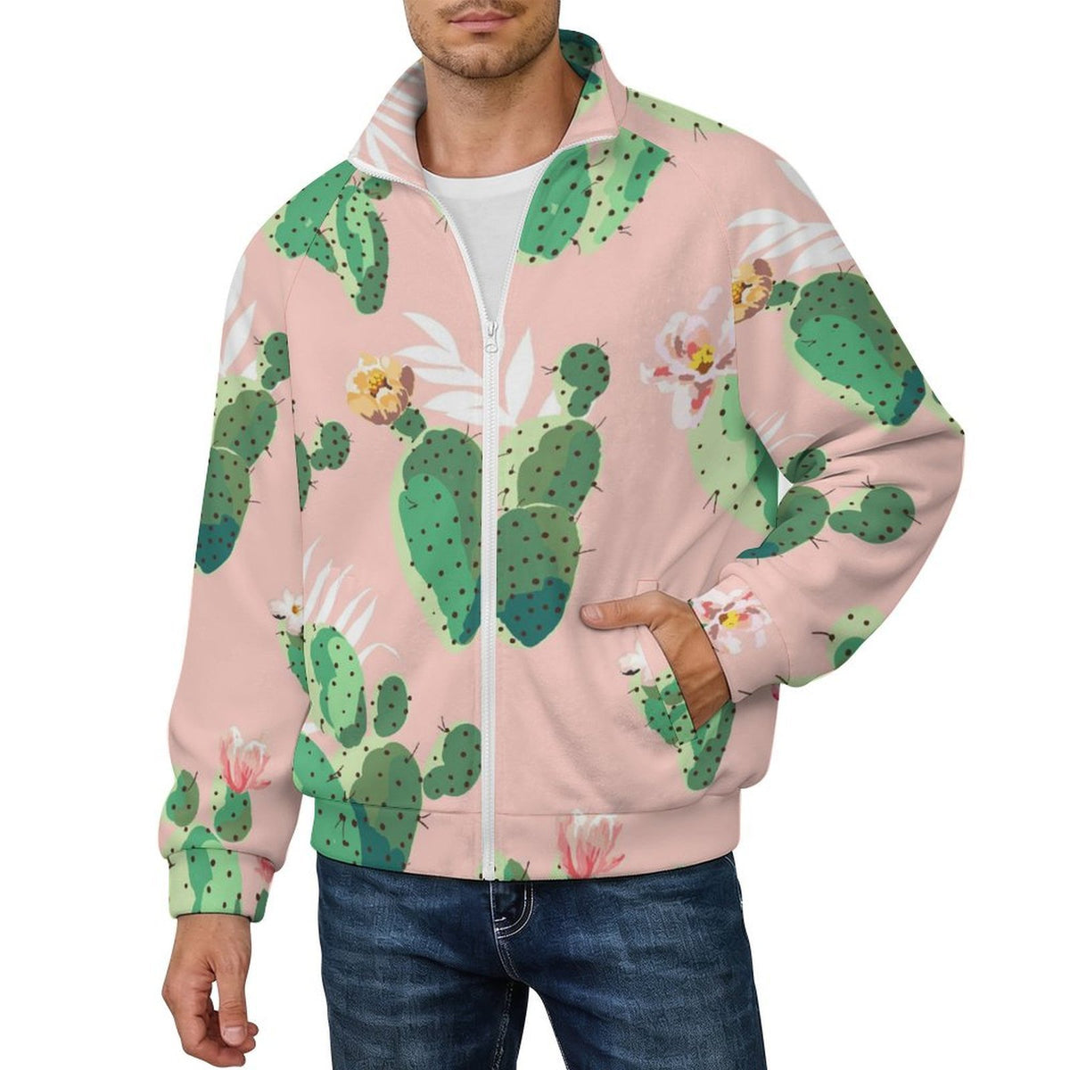 Men's Zip-Up Fleece Jacket with Custom Print Option