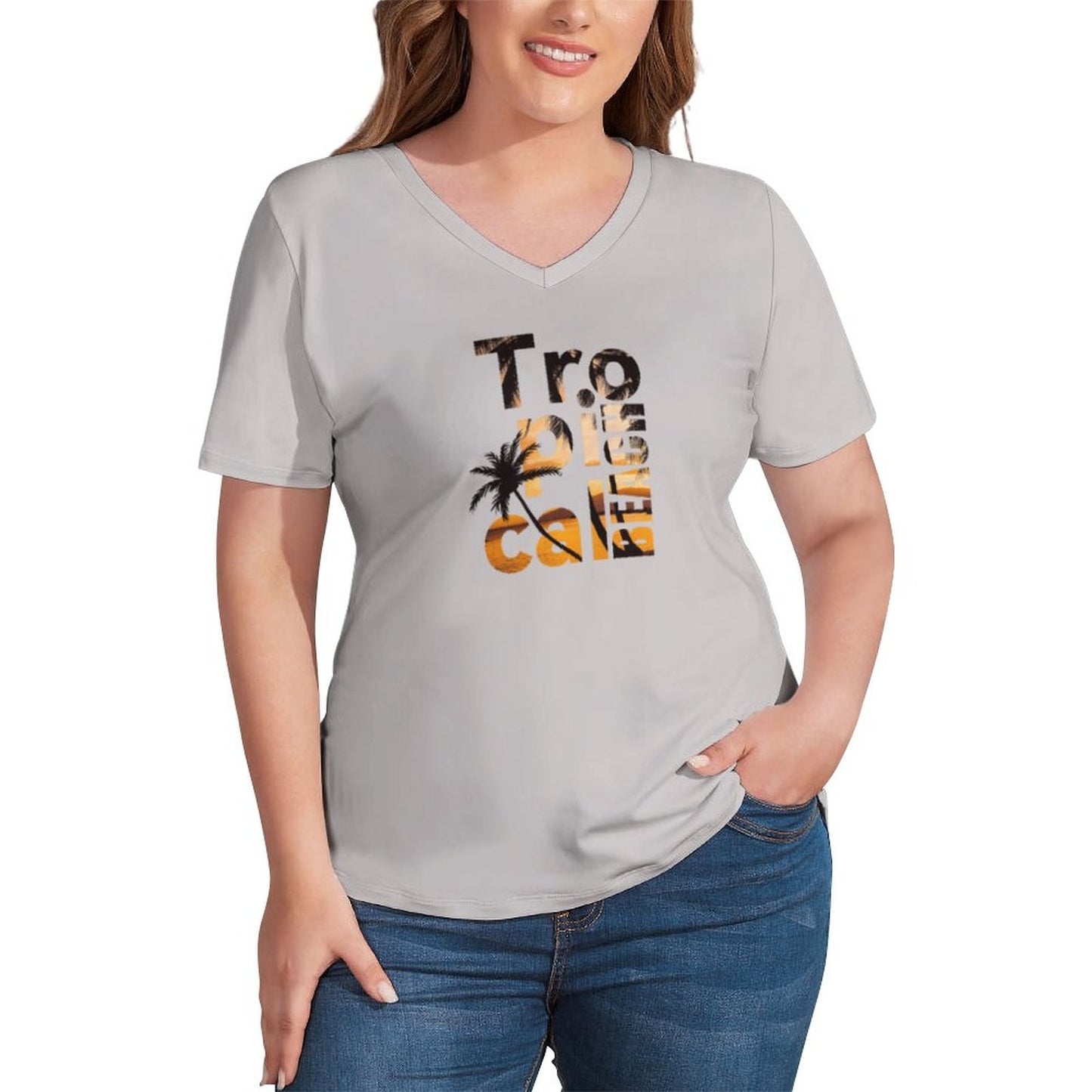 Custom Women's Relaxed Fit V-Neck T-Shirt