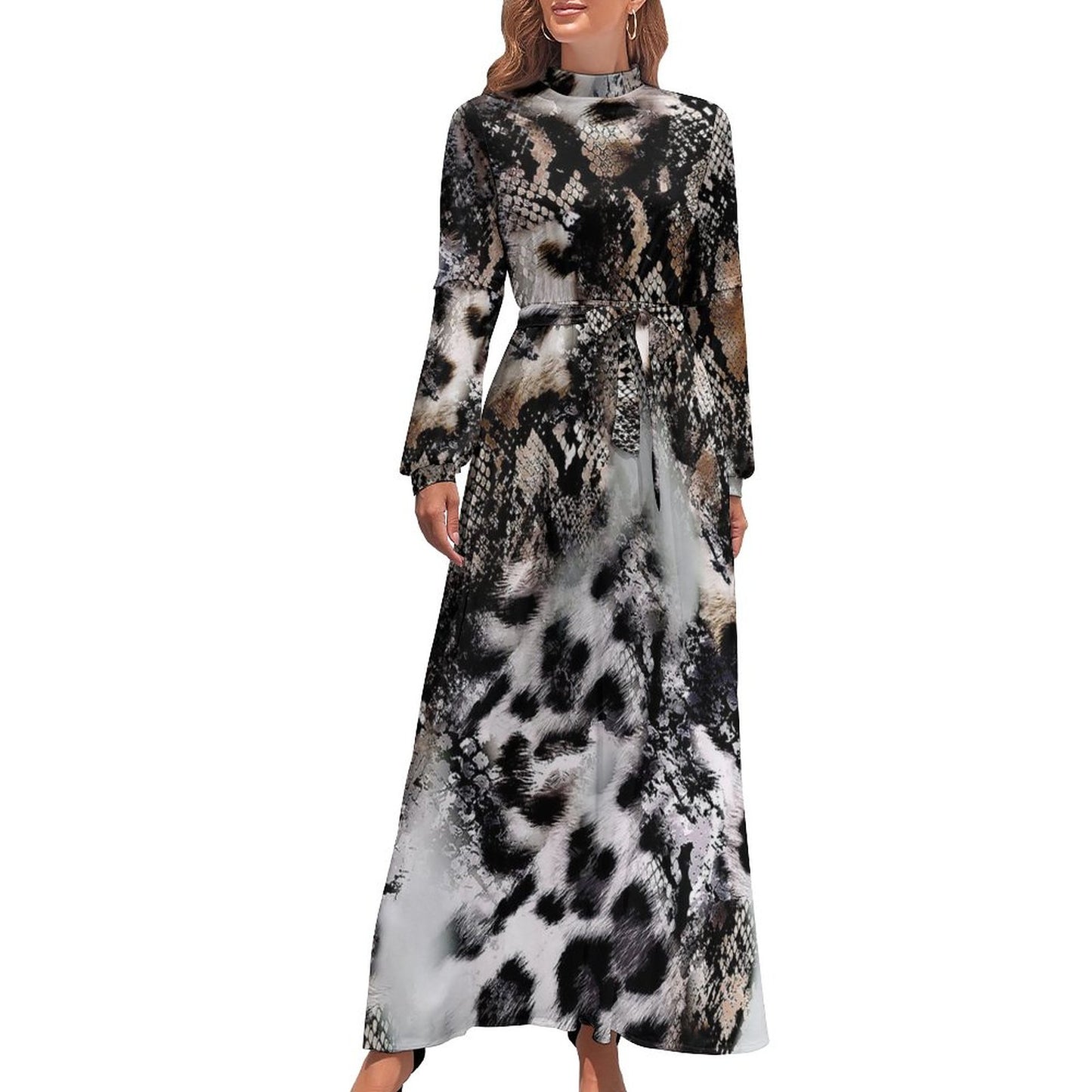 Custom Long Sleeve High Neck Maxi Dress | Modest Flowy Gown