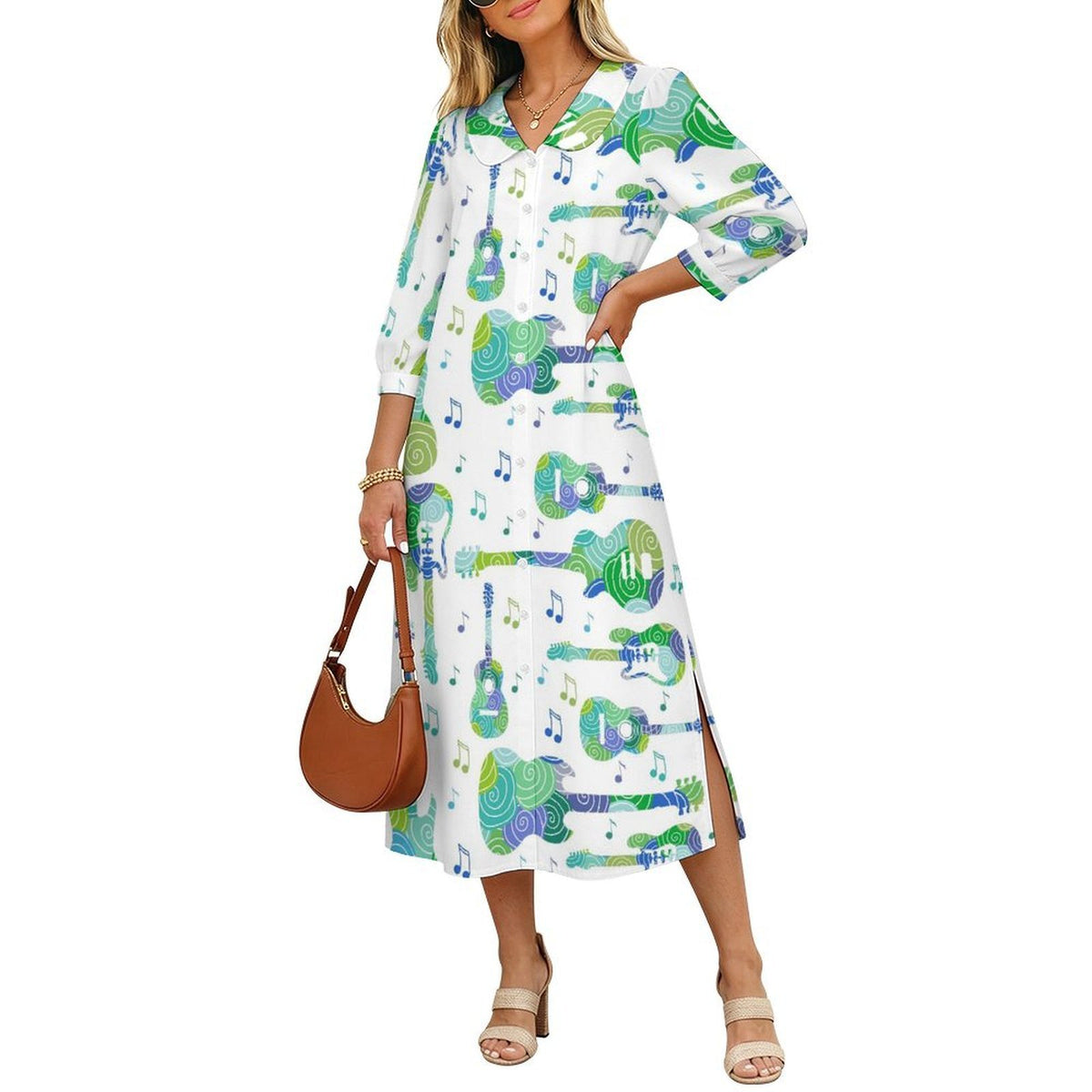 Custom Women's Linen-Look Maxi Shirt Dress