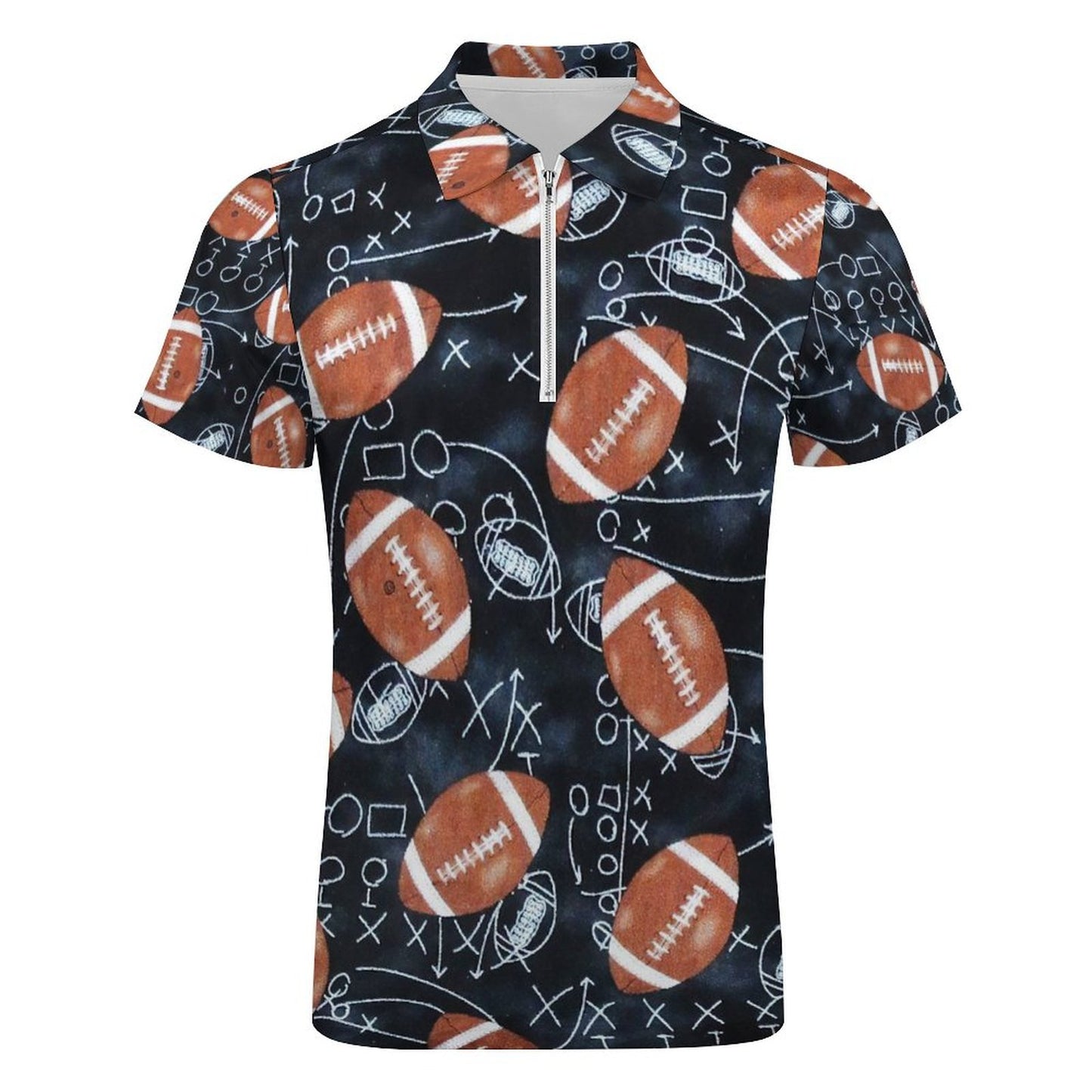 Custom Men's Cotton Zip Polo | All-Over DTG Printed Short Sleeve