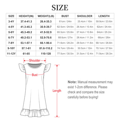 Personalized Girls Nightgown with Ruffle Trim - Custom Print Sleep Dress