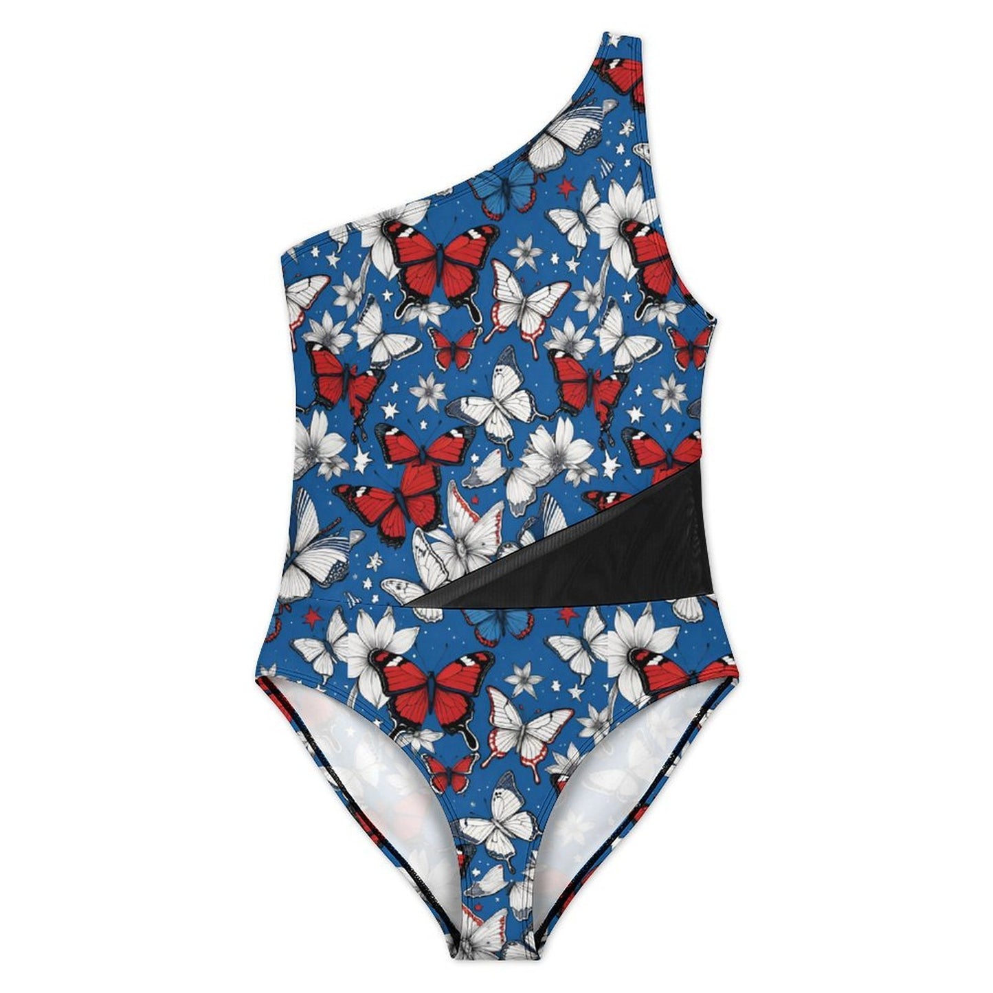 Custom Printed Mesh Panel Monokini Swimsuit