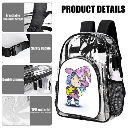 Custom Clear Backpack with UV Print | Personalized PVC See-Through Bag