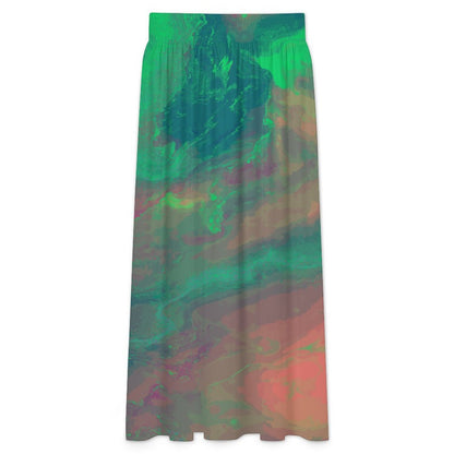 Women’s High Waist Elastic Milk Silk Skirt with Gathered Waist and Custom Heat Transfer Print