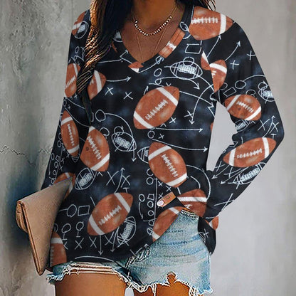 Women's Oversized V-Neck Long Sleeve Top | Custom Travel Essential (S-5XL)