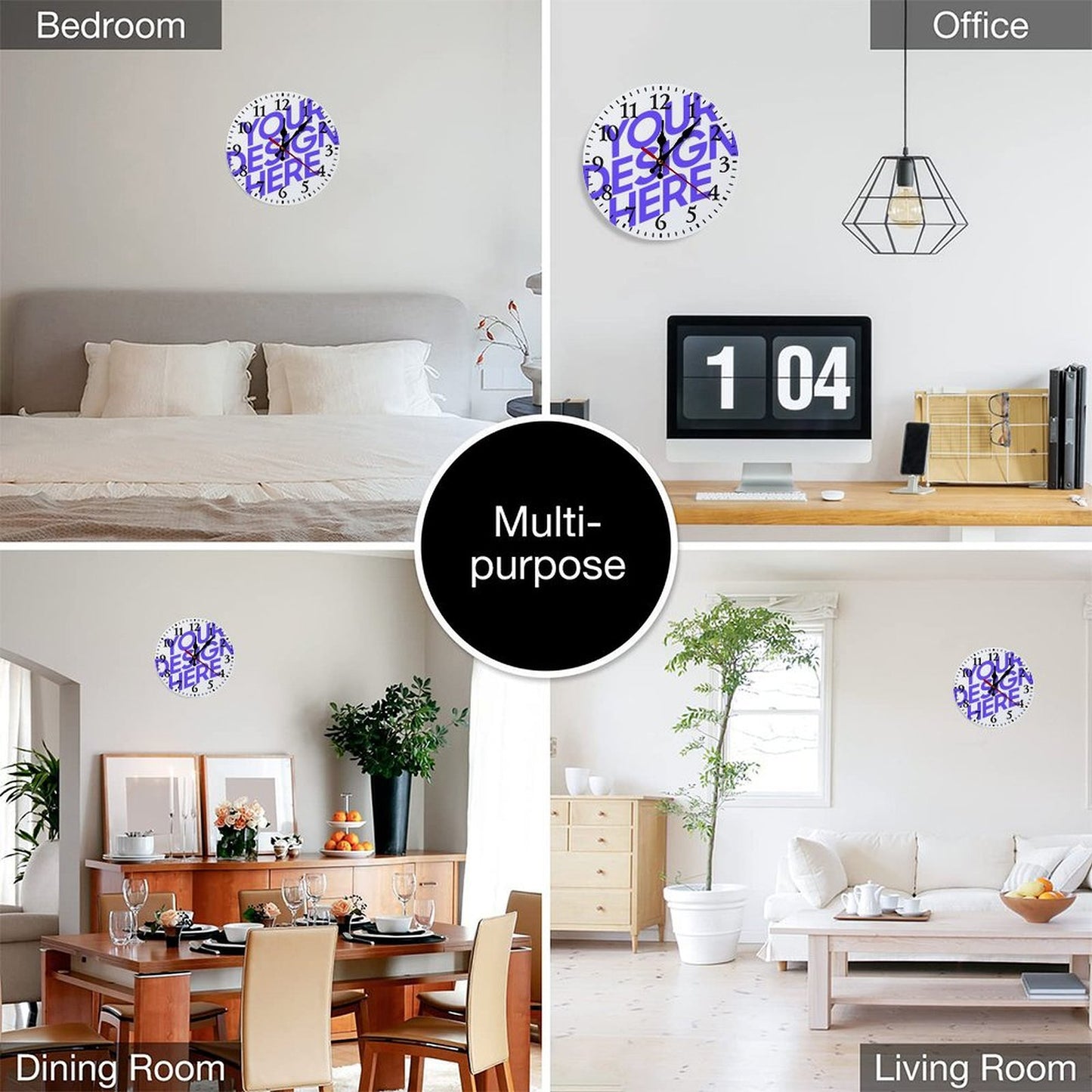 Personalized Wall Clock with Your Picture Text Logo Image Custom Clocks for Walls Customized Round Silent Clock for Office Home Kitchen Bedroom Living Room, 25*25 cm