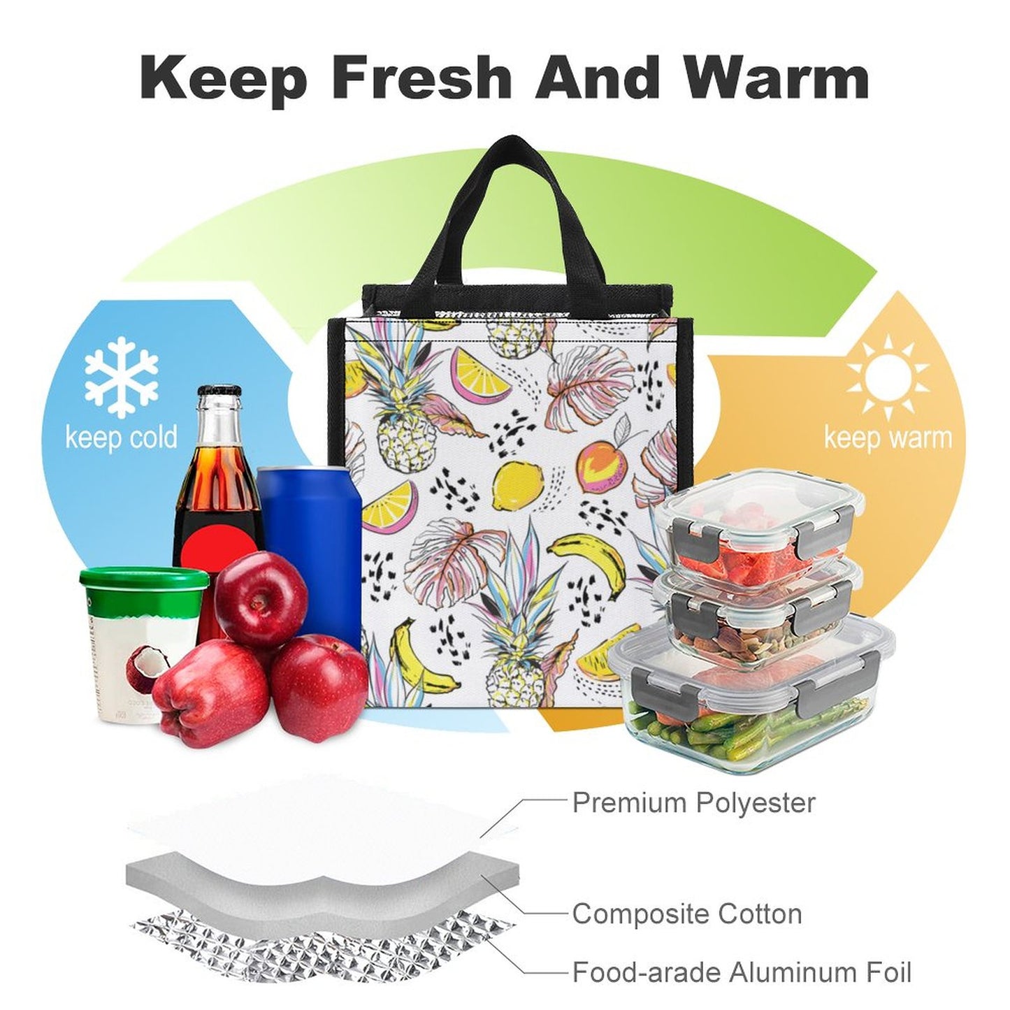 Custom Roll Top Lunch Bag | Personalized Foldable Cooler Sack