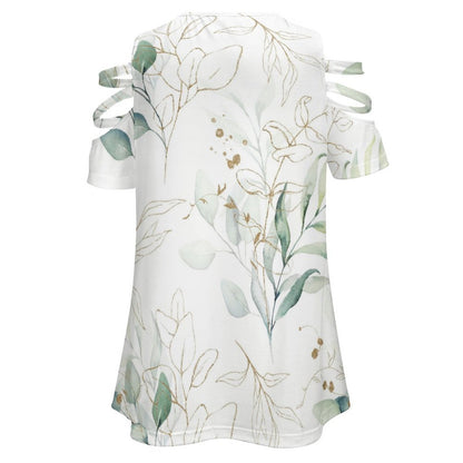 Custom Printed Zip-Front Cold Shoulder Tunic Top