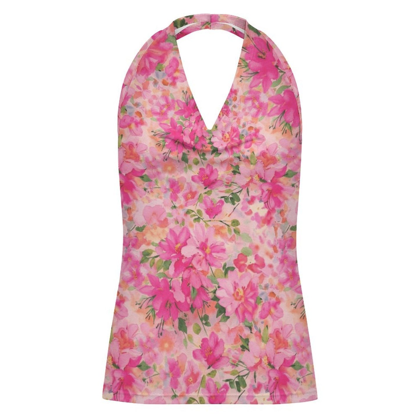 Custom Printed Women's Cowl Neck Halter Top