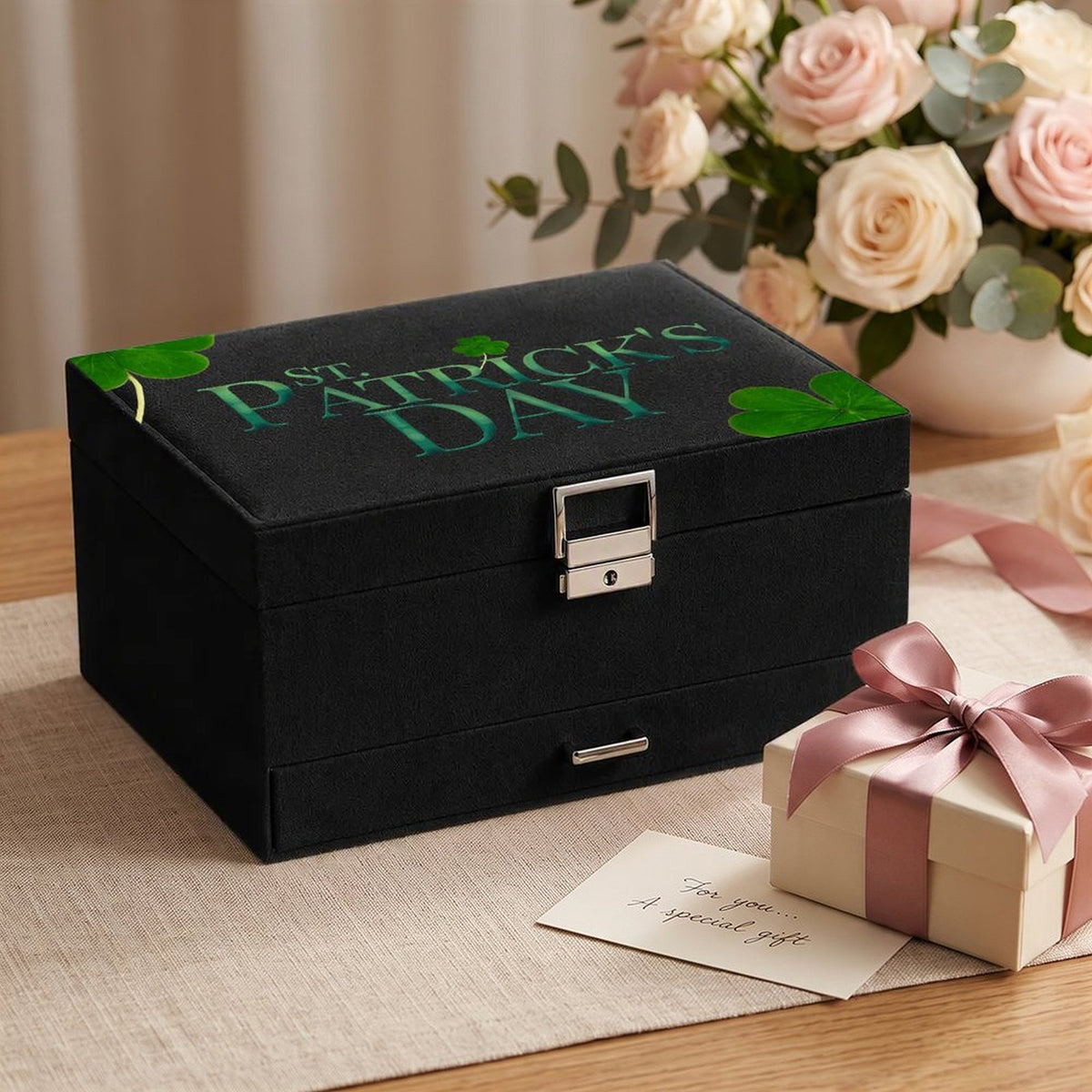 Personalized Three-Layer Suede Jewelry Organizer with Foil Stamping