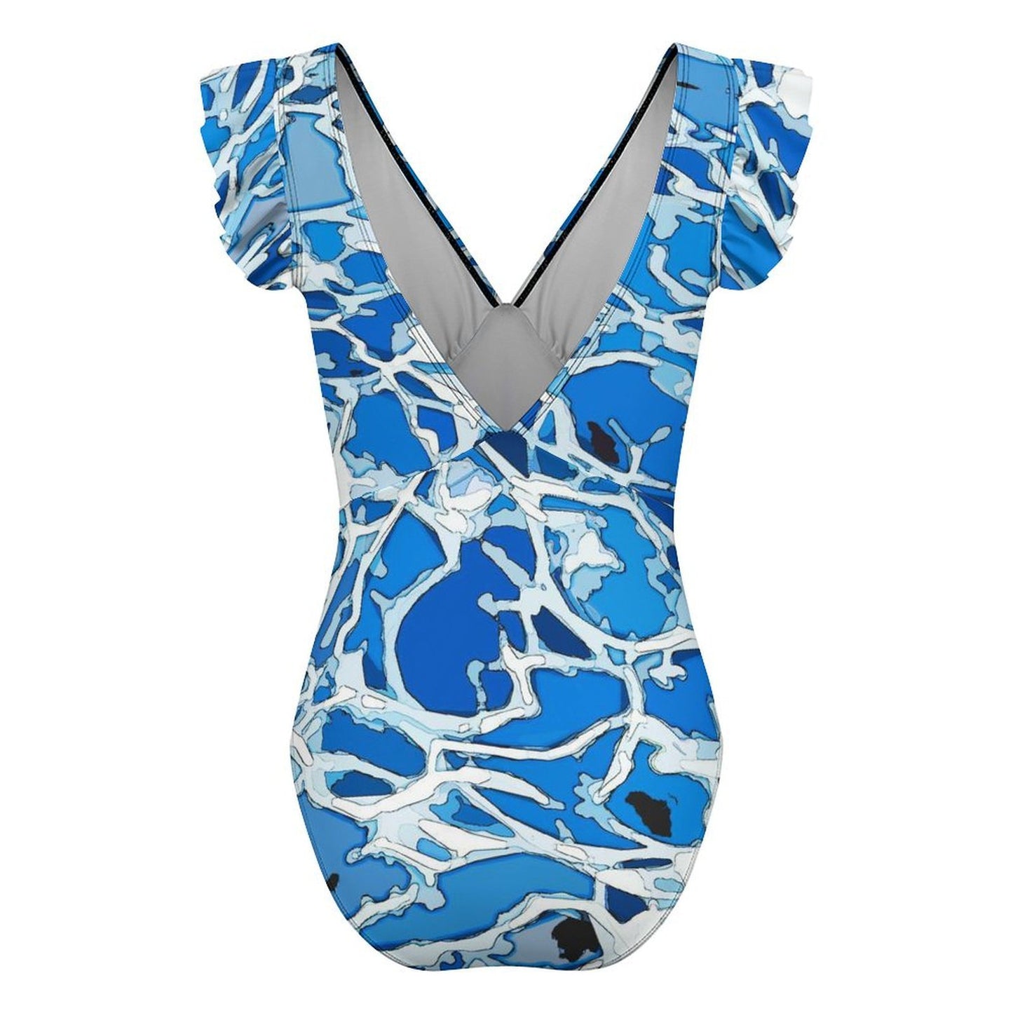 Custom Ruffle Sleeve One-Piece Swimsuit with Removable Padding