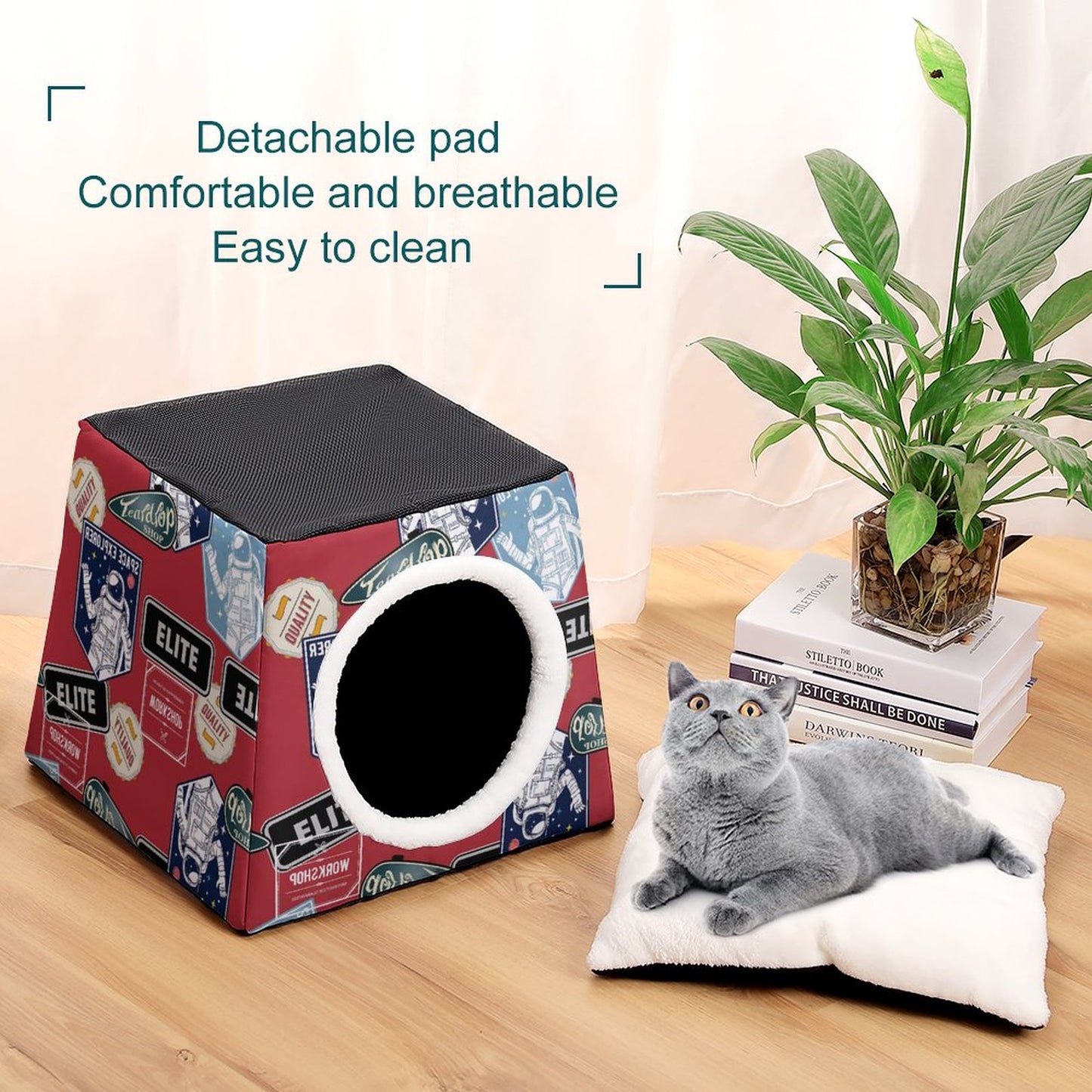 Custom Space Capsule Cat Bed | Personalized Enclosed Dog Cave
