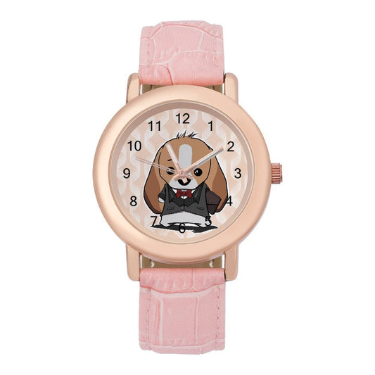 Custom Photo Women's Pink Leather Watch