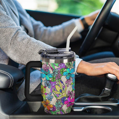 Custom 40oz Stainless Steel Travel Tumbler with Straw