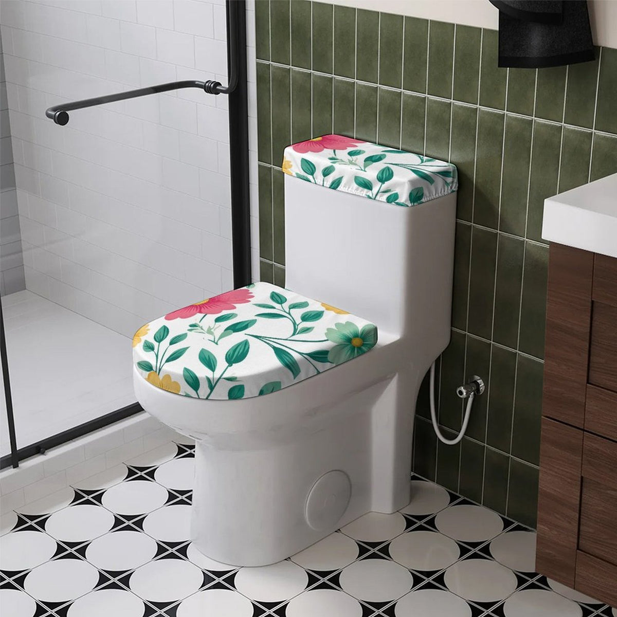 Personalized Toilet Seat Cover Set – 2-Piece Soft Polyester Bathroom Decor