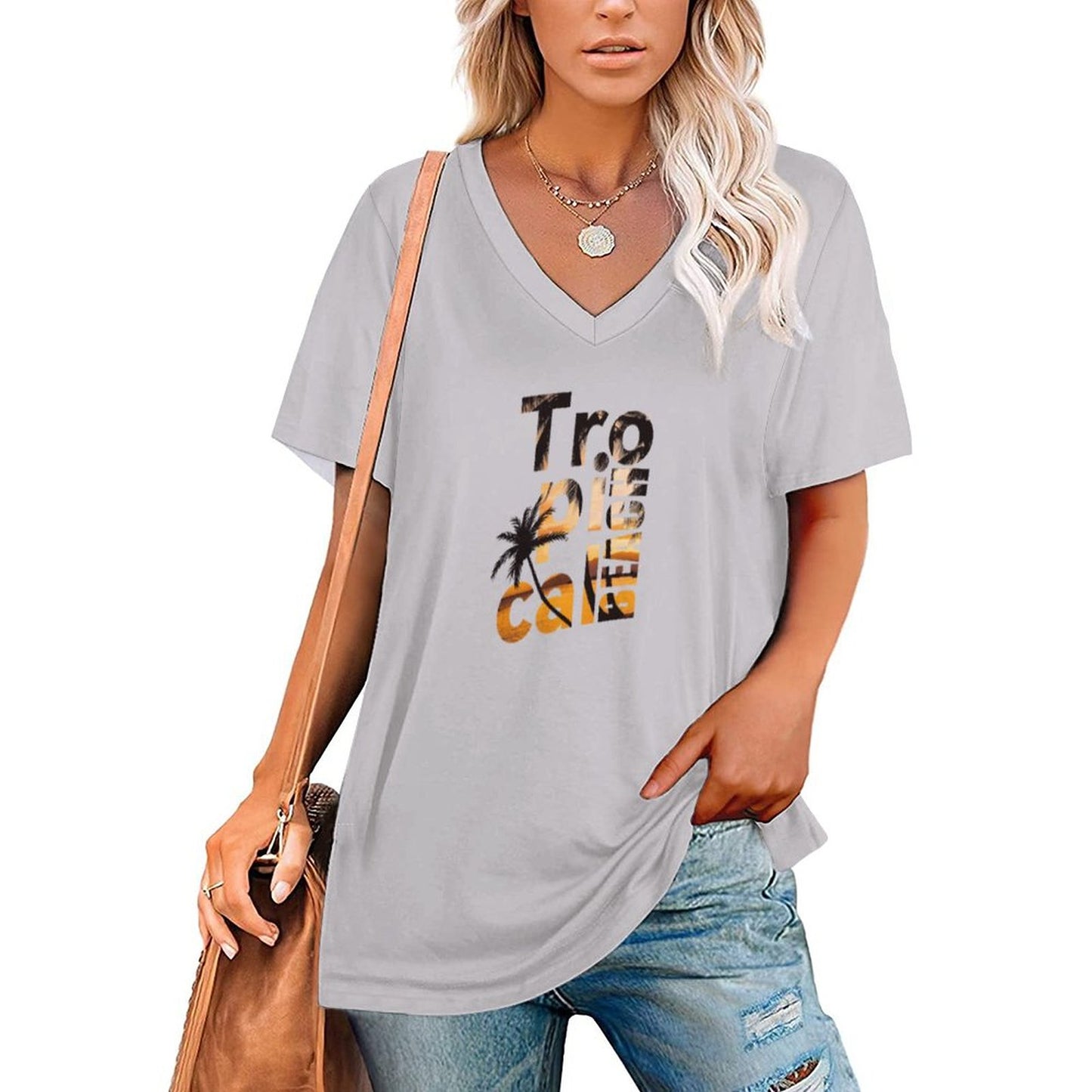 Custom Women's Relaxed Fit V-Neck T-Shirt