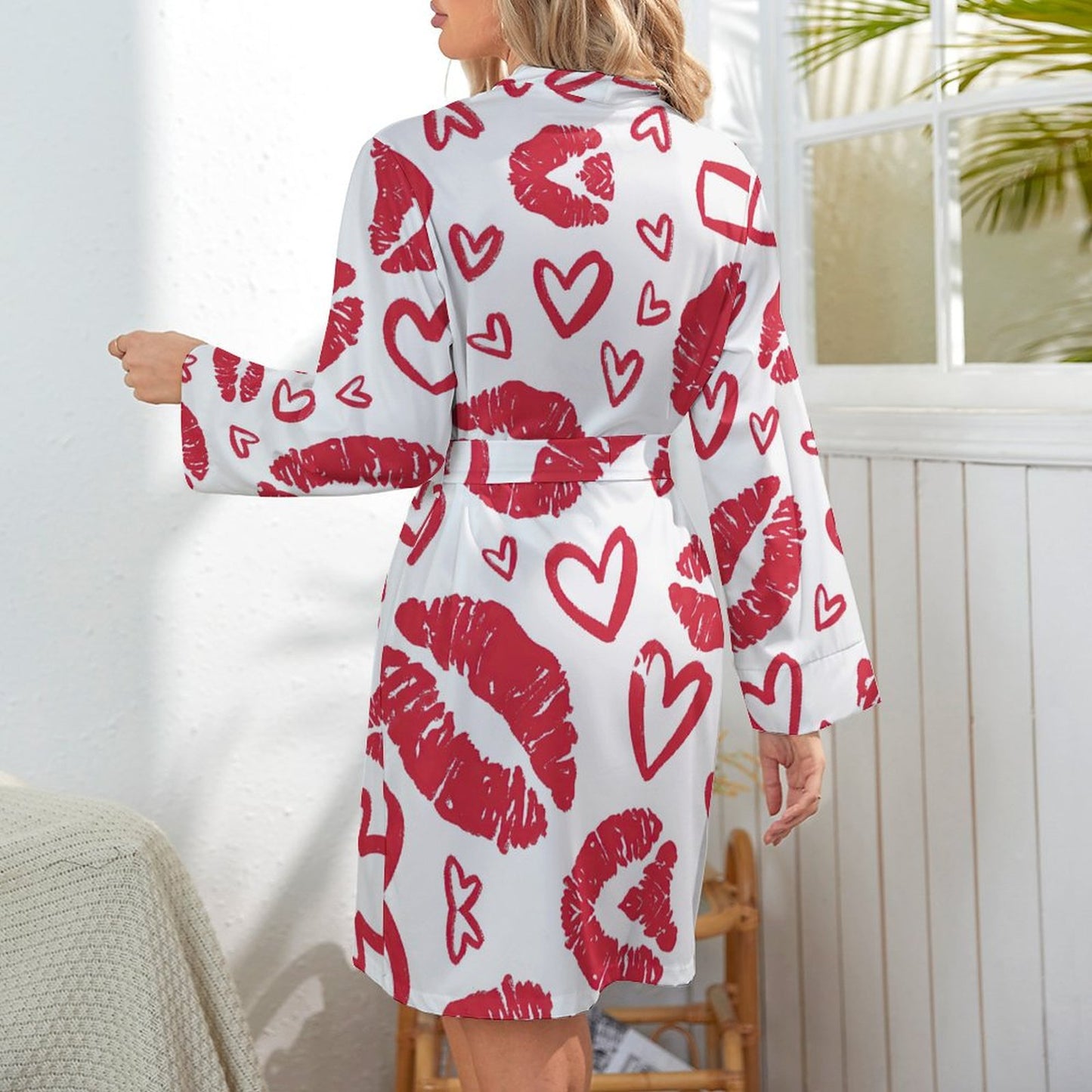 Custom Women's Long Sleeve Satin Robe | Personalized Kimono Bathrobe