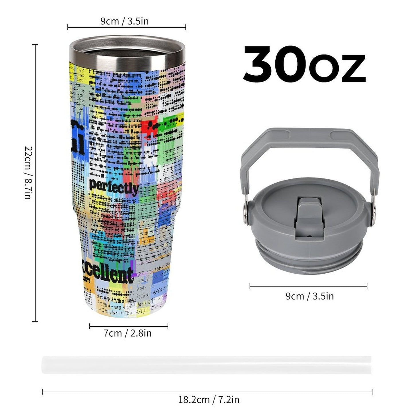Custom 30oz Tumbler with Handle | Personalized Photo Travel Mug