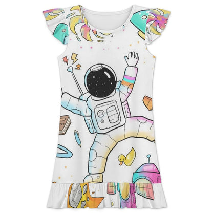 Personalized Girls Nightgown with Ruffle Trim - Custom Print Sleep Dress