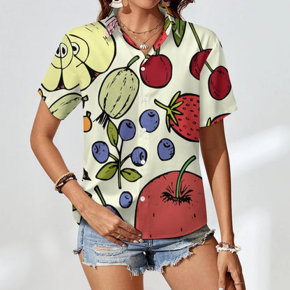 Custom Printed Women's Collared Shirt with Stretch Fabric