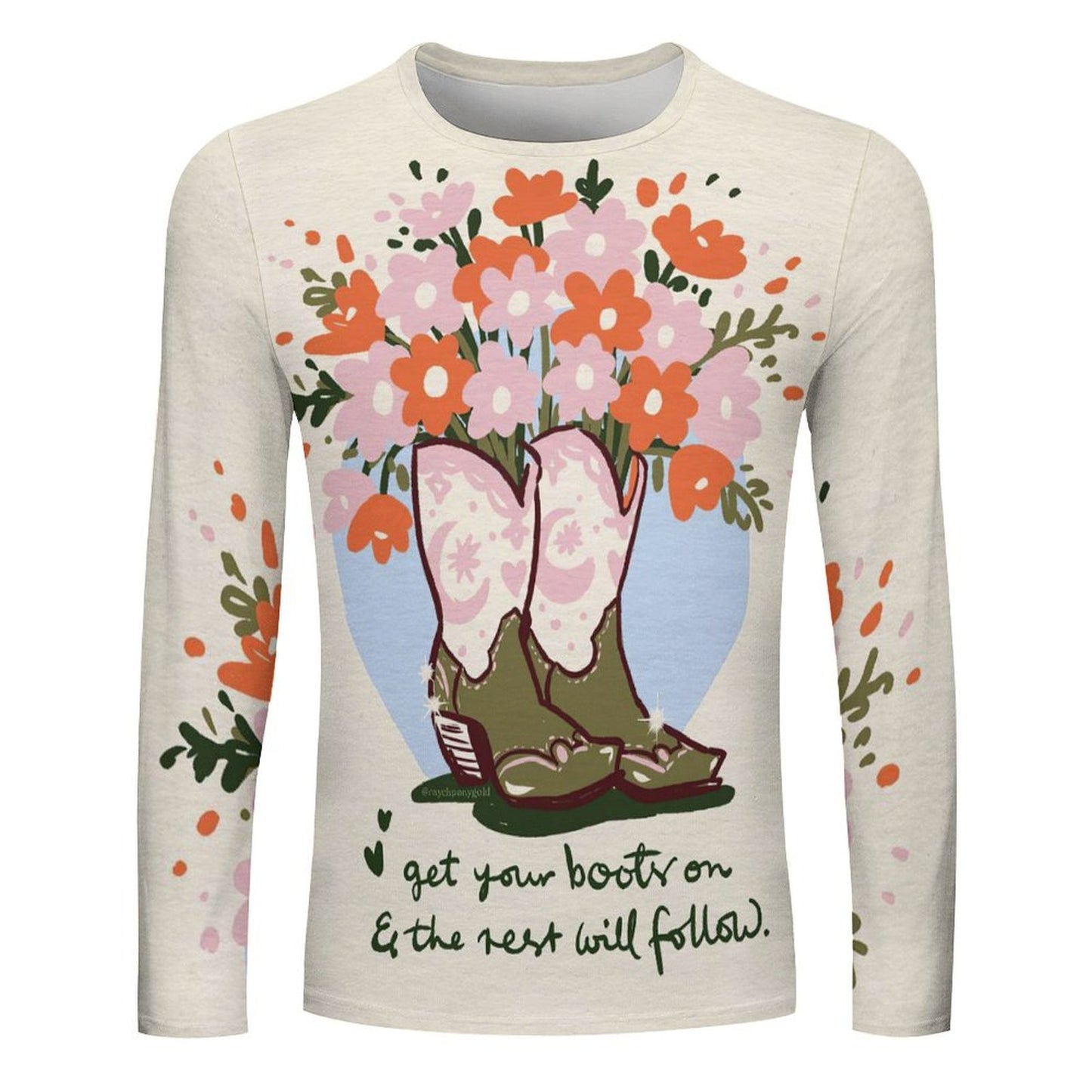 Custom All-Over Print Long Sleeve T-Shirt | 100% Cotton DTG Tee