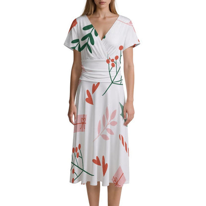 Custom V-Neck Dress with Photo | Personalized Milk Silk Fabric Dress