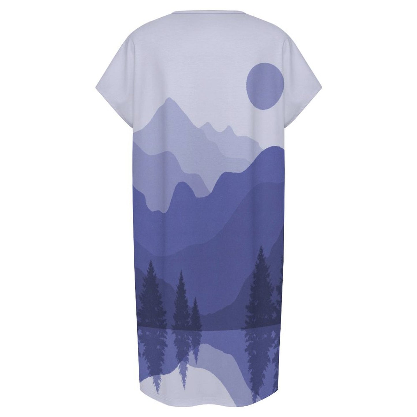 Women's Casual V-Neck Dress Nature View Paintings
