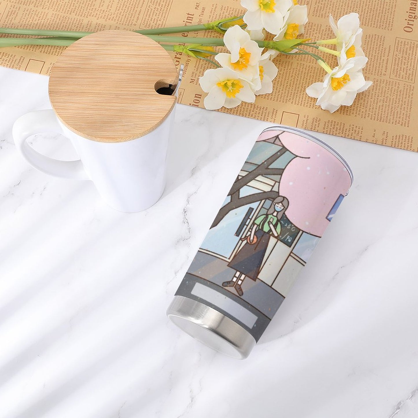 Custom Full Print Travel Mug Car Tumbler | 20oz Leakproof Commuter Cup
