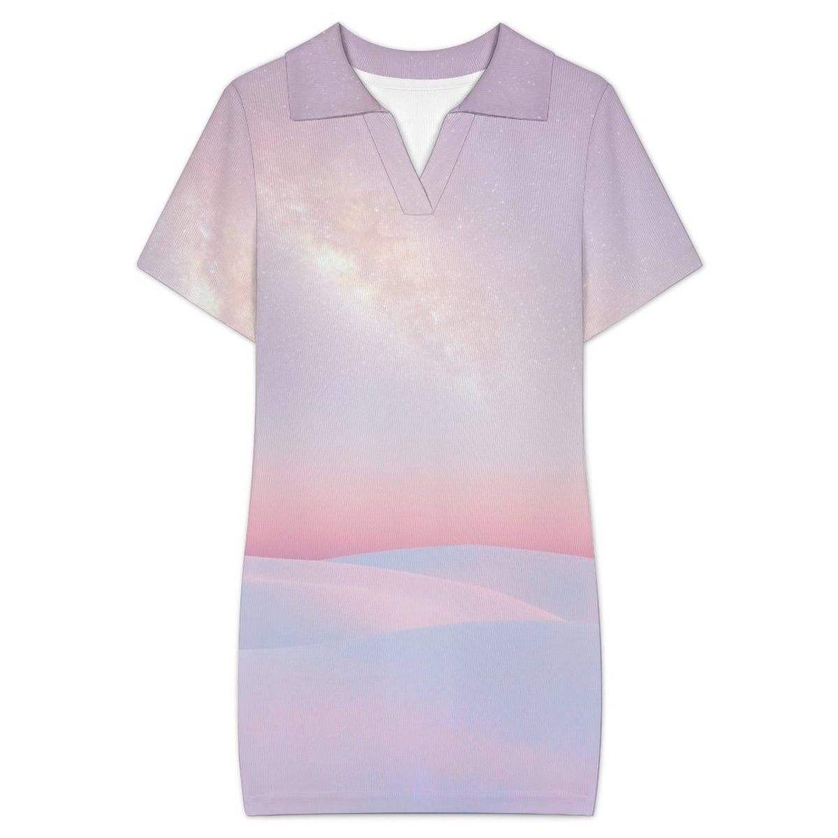 Women's Custom Ribbed Polo Collar Bodycon Dress with Long Sleeves