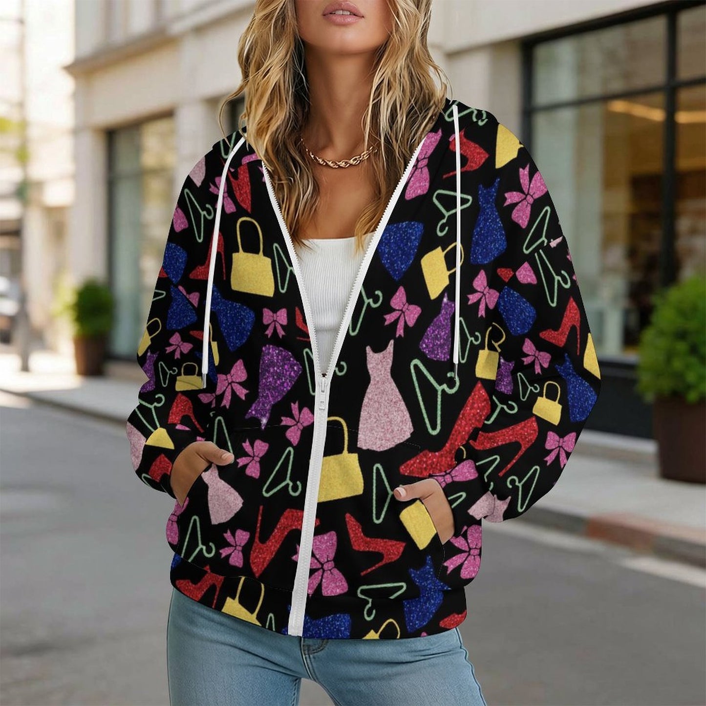 Custom Full-Zip Hoodie for Women with Personalized Print