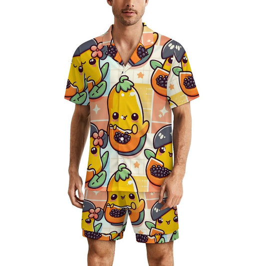 Custom Men's Pajama Set | Personalized Ice Silk Sleepwear with Photo