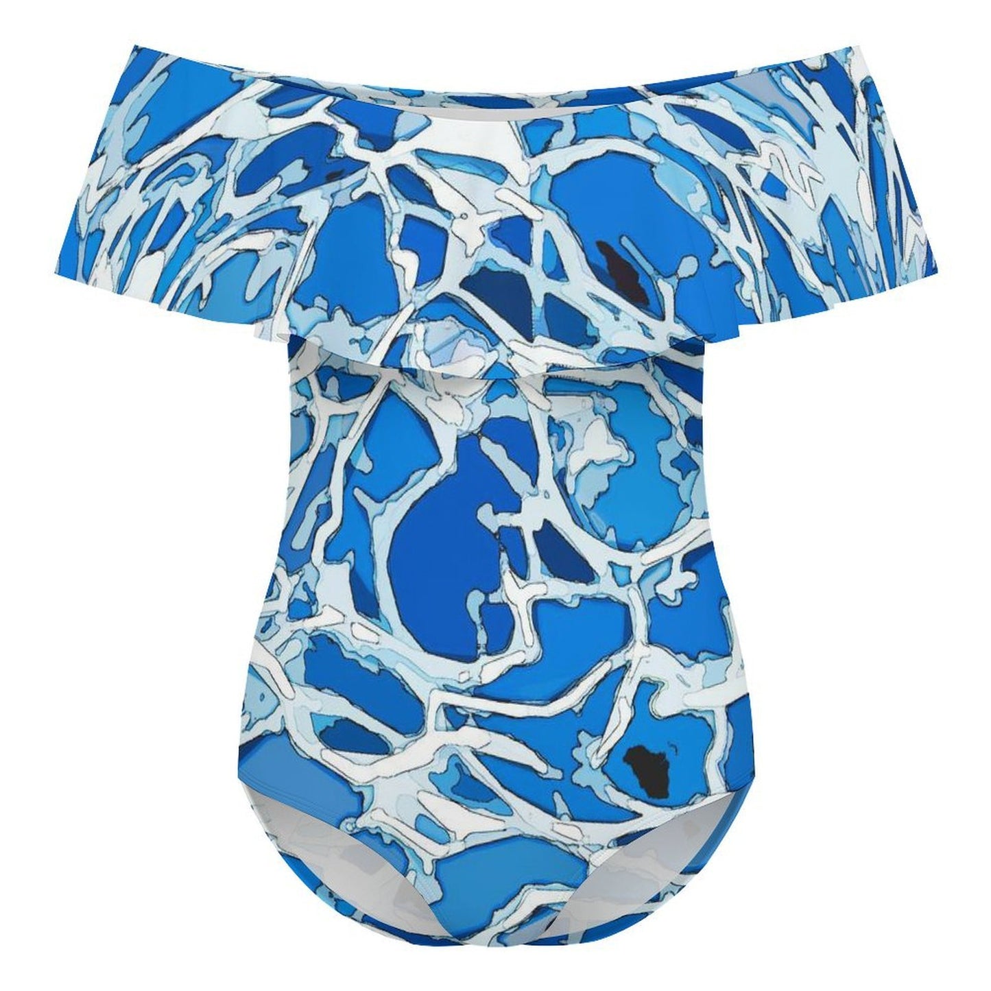 Custom Off-the-Shoulder One-Piece Swimsuit with Ruffle Trim