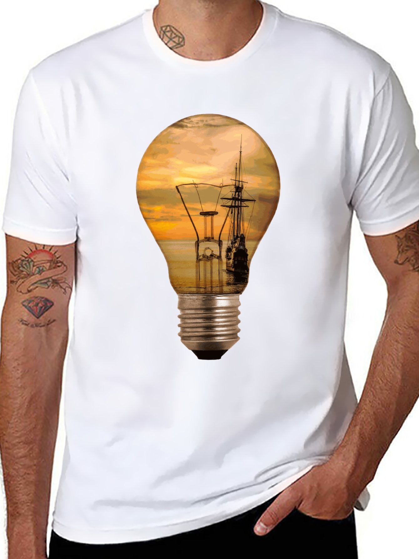 Custom T-Shirt with Your Image Text for Men  Personalized Crewneck Tee Front
