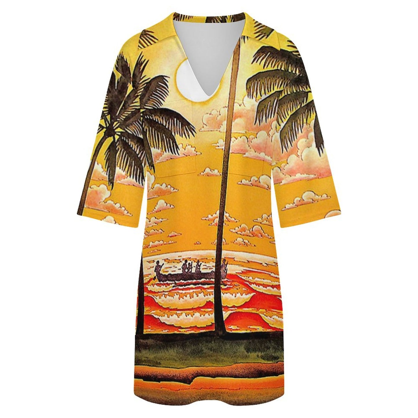Custom V-Neck Polo Dress | Personalized Sateen Shirtdress for Women
