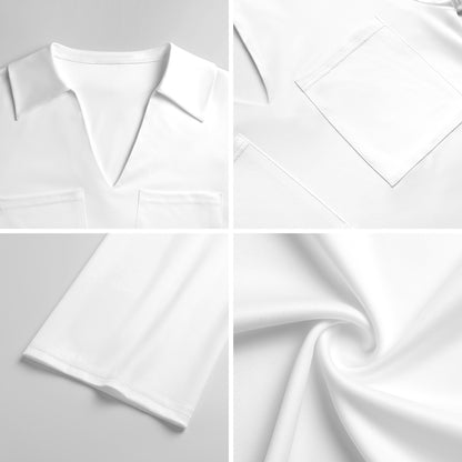 Custom V-Neck Polo Dress | Personalized Sateen Shirtdress for Women