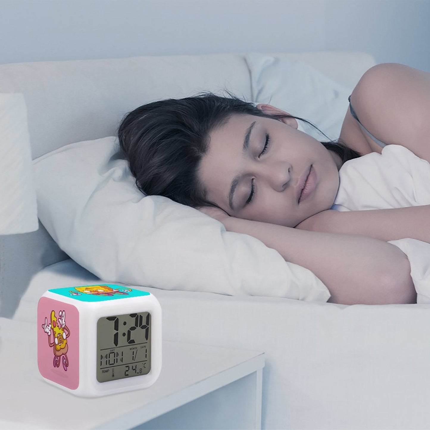 Custom Color Changing Alarm Clock - Personalized LED Photo Cube