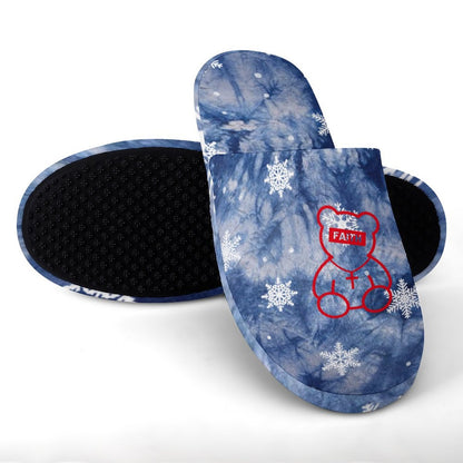 Custom Flannel House Slippers for Women | Non-Slip TPR Sole Indoor Shoes
