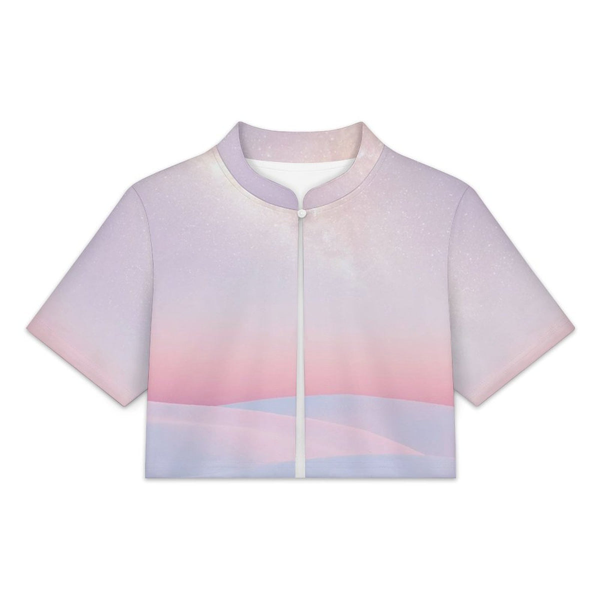 Custom Print Women Stand Collar Cropped Cardigan Shrug