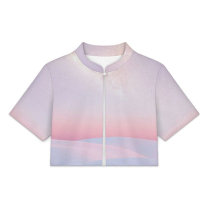 Custom Print Women Stand Collar Cropped Cardigan Shrug