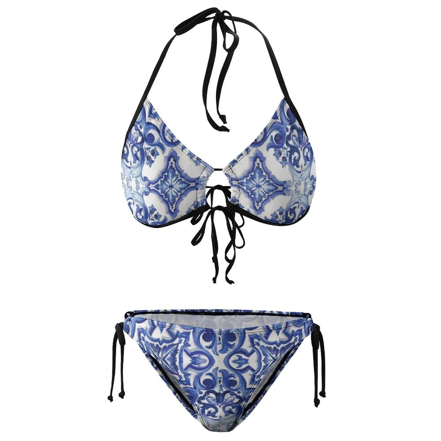 Custom Printed Tie-Side String Bikini Set